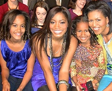 Keke Palmer with the Obama women (L to R: Malia, Sacha and Michelle) at the Kids’ Inaugural event on January 19, 2009 in Washington, D.C.